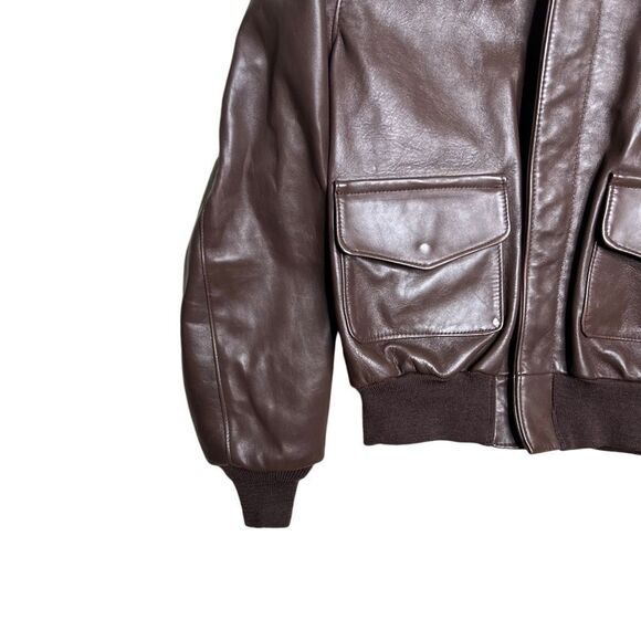 Vintage Sporty’s Pilot Shop A-2 Bomber Jacket Big YKK Zipper Horsehide Made In U - Picture 3 of 10